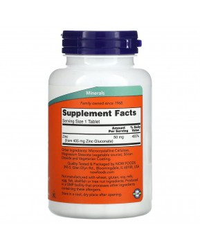 NOW Foods, цинк, 50 мг, 250 таблеток